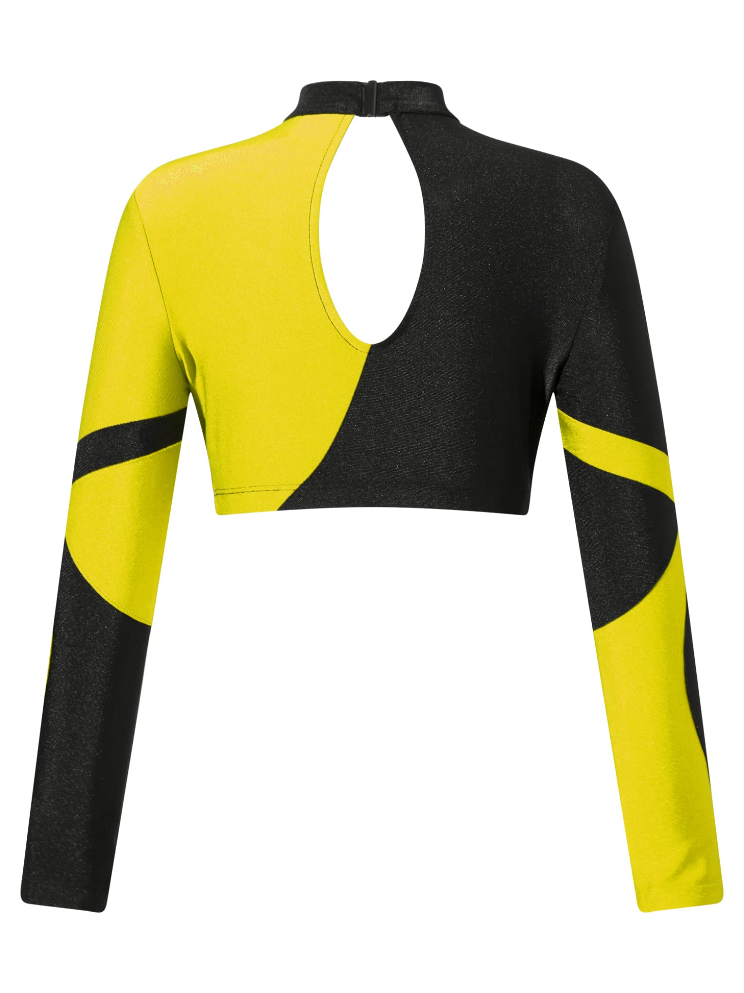 JanJean Kids Girls Long Sleeve Shiny Rhinestone Dance Crop Top for Hip Hop Jazz Streetwear Performance Show Yellow 6 Years