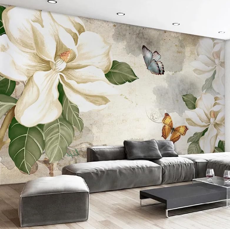 Papier peint fleurs 3D pour agrandir un petit salon ou masquer un mur sombre