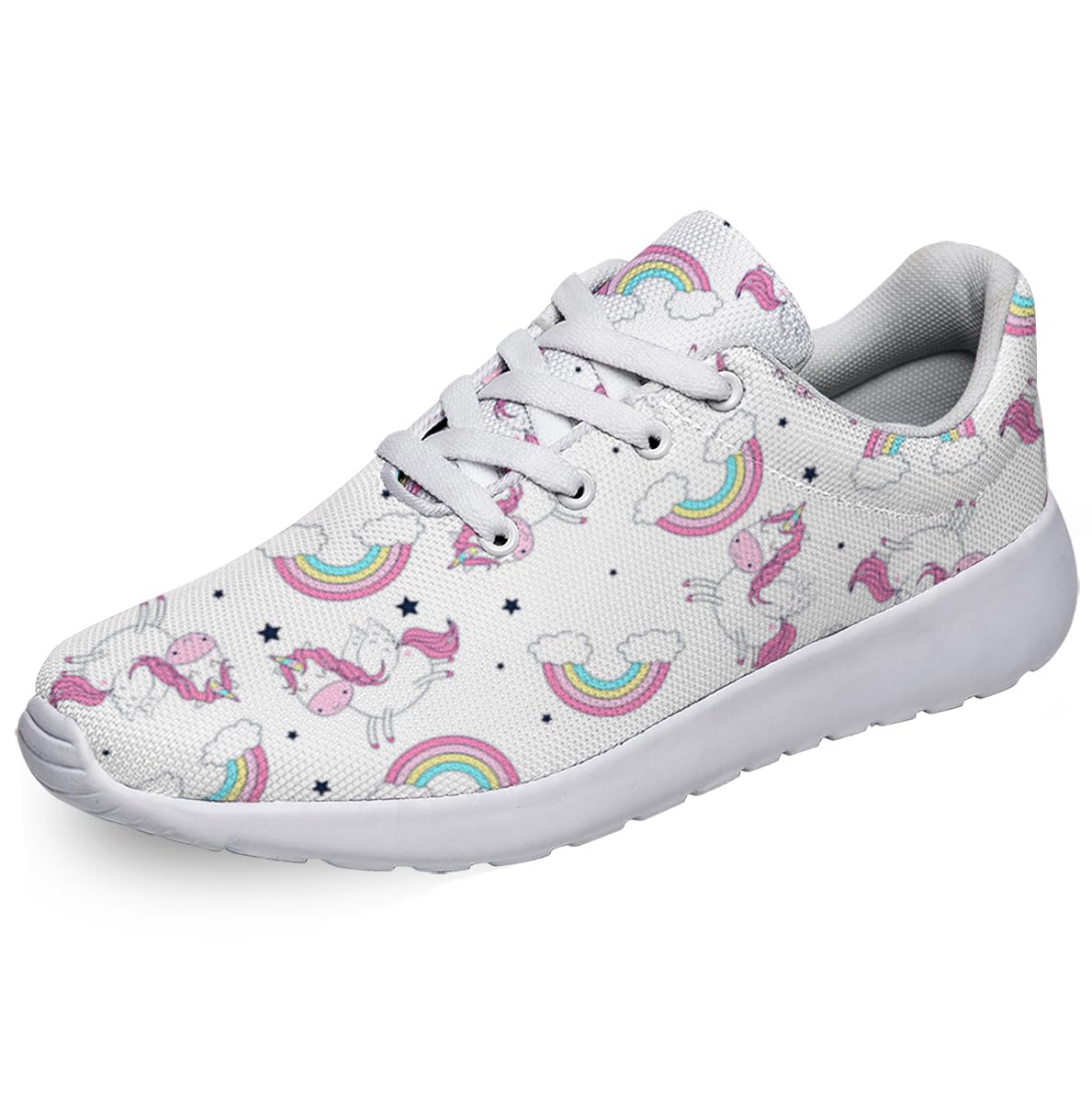 Women Men Cute Unicorn Shoes Personalited 3D Print Running Shoes Athletic Tennis Sneakers White Size 10