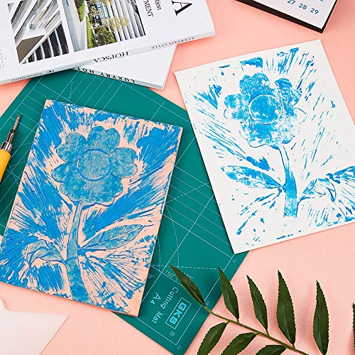 NBEADS 17 stuks Rubber Block Printing Tool Kit, Rubber Stempel Roller Borstel Carving Cutter Tracing Papier PVC Snijmat… - Image 7