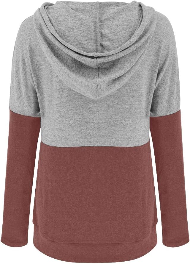 Vivitulip Women's Long Sleeve Pullover Hoodies Lightweight Color Block Sweatshirts Casual Comfy Fall Tops Tunics