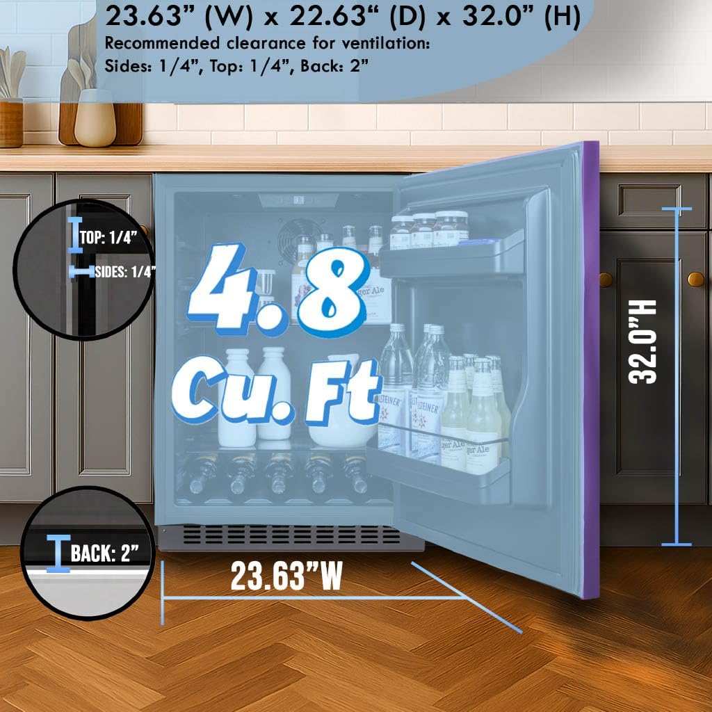 Summit 24" Built-In Refrigerator, 4.8 cu.ft., ADA Compliant, Undercounter, Purple, Stainless Steel - AL54P