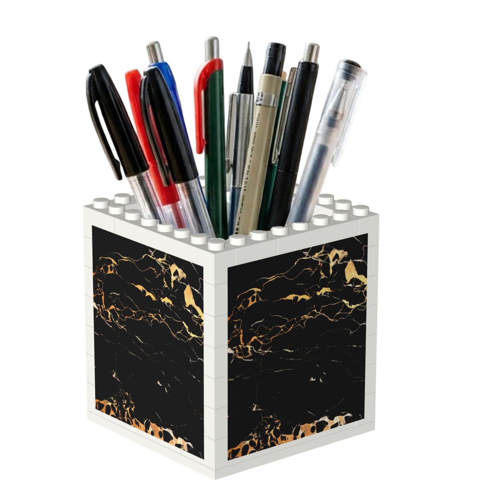 Poadnly Marble Printed, Pen Pot Pencil Holder for Office Home School, Compact Desk Organiser for Office Stationery