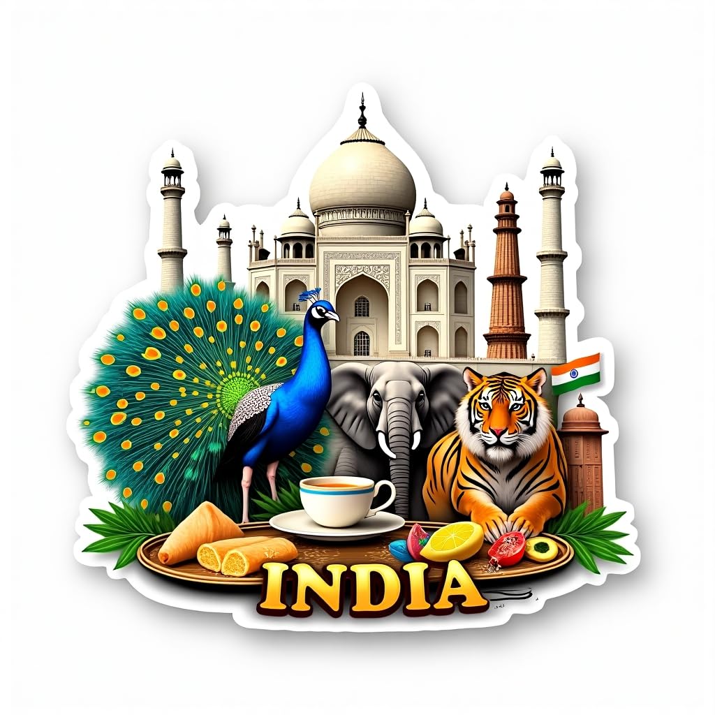 Naxon India Theme Souvenir Wooden Refrigerator Stylish Fridge Magnet - Fridge Decoration Magnet for Kitchen & Home Decor | Perfect Souvenir Gift | Size 3x3 Inches | Pack of 1