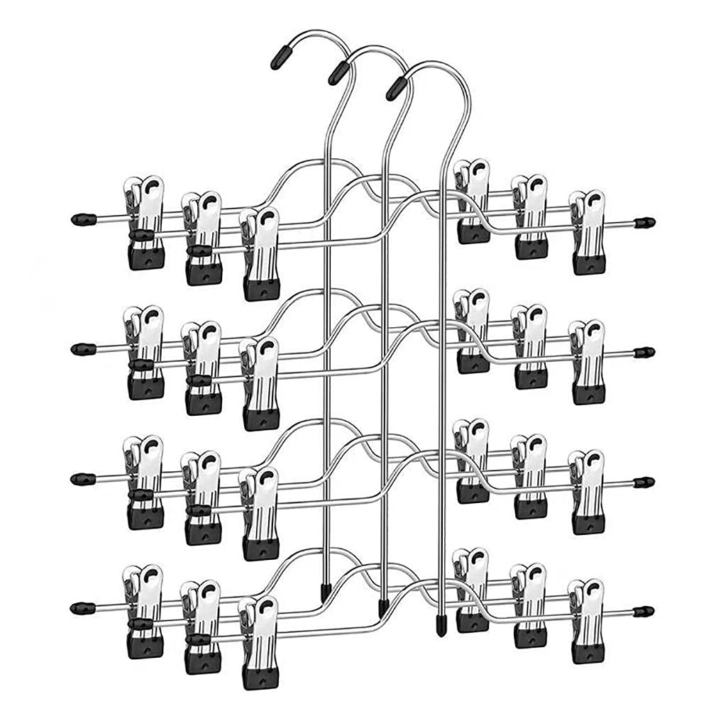 ZriEy S-vormige Roestvrijstalen Broek Broekhangers 5 Lagen Kasthangers Ruimtebesparende Opslag Hangers Organisator Rock voor Broek Broeken Sjaal Stropdas Kleding Handdoek Hangen (4 STUKS
