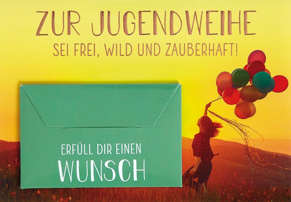 Jugendweihe Karte Mit Marienkäfer Motiv – Basic Classic Collection | Mit Umschlag 11,6x16,6 Cm | Geldgeschenk Karte Für Jungen & Mädchen
