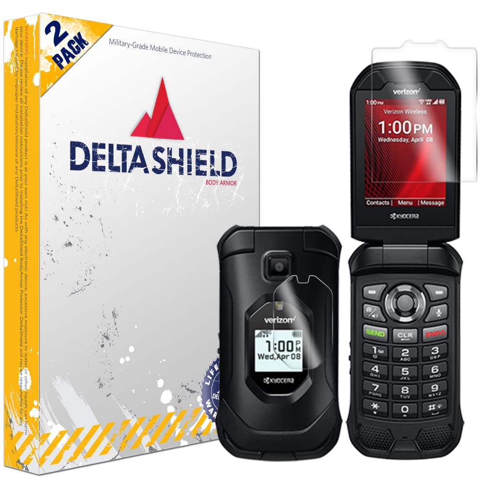 DeltaShieldScreen Protector for Kyocera Dura XV Extreme E4810 (Verizon) (2-Pack) Anti-Bubble Military-Grade Clear TPU Film
