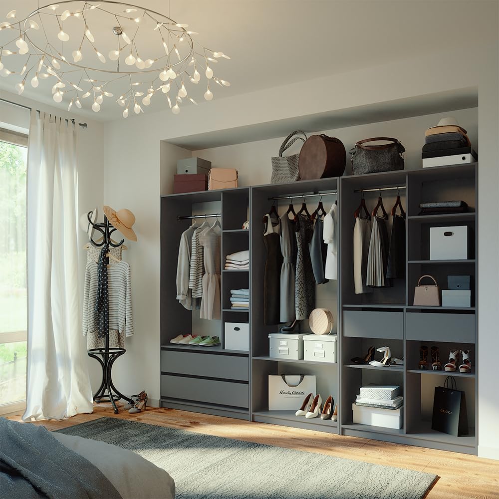 Vicco Armadio multifunzione Elmo, Antracite, 280 x 200 cm Set di 3, per una conservazione flessibile di diversi capi di abbigliamento