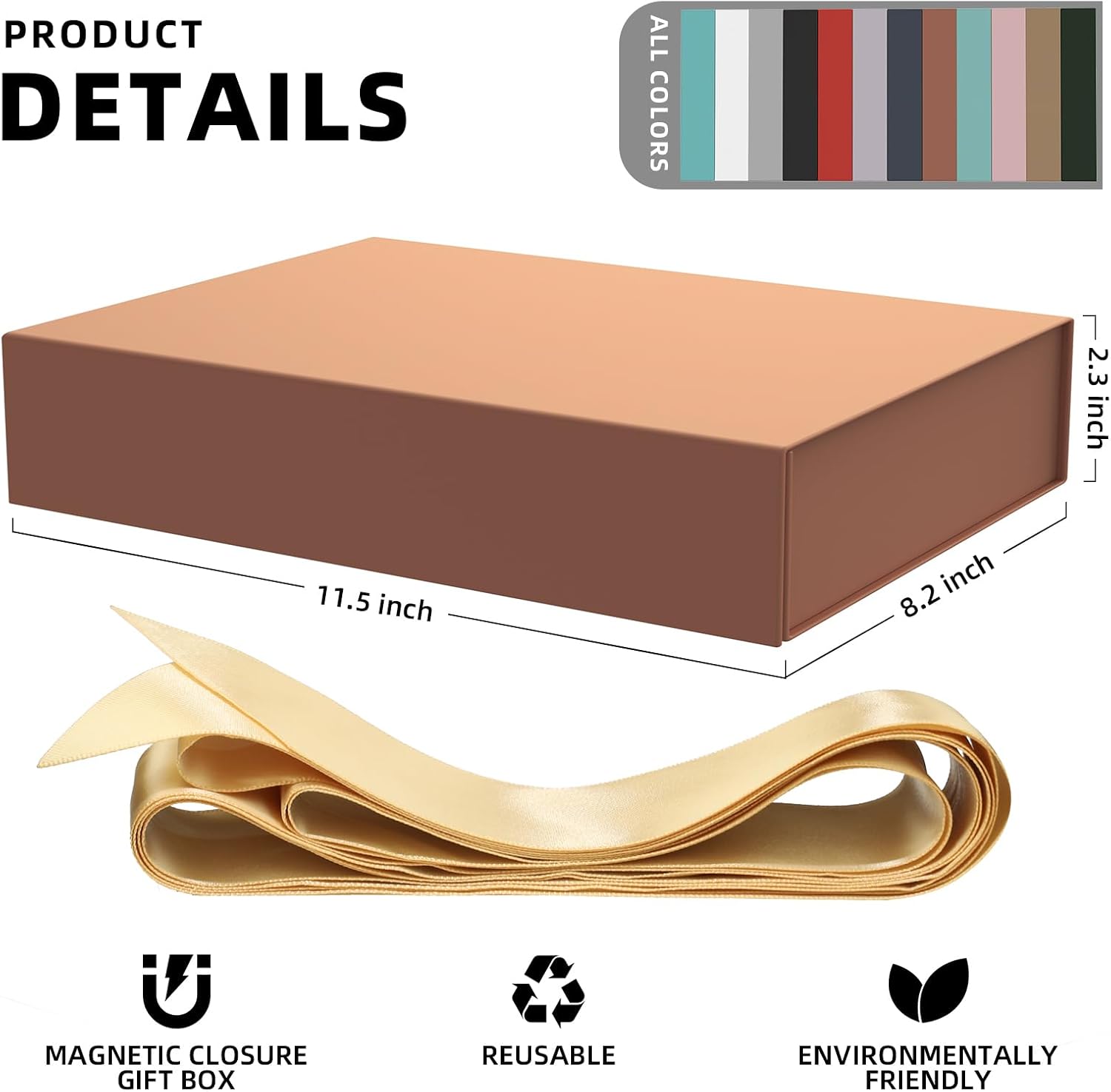 MOZRRO Gift Box 11.5 x 8.2 x 2.3 In Gift Boxes for Presents Magnetic Closure, Gift Boxes with Lids for Presents Birthday Luxury Jewelry T-shirts Gloves Scarves Books Clothes Gift Wrap - Rose Gold image 2