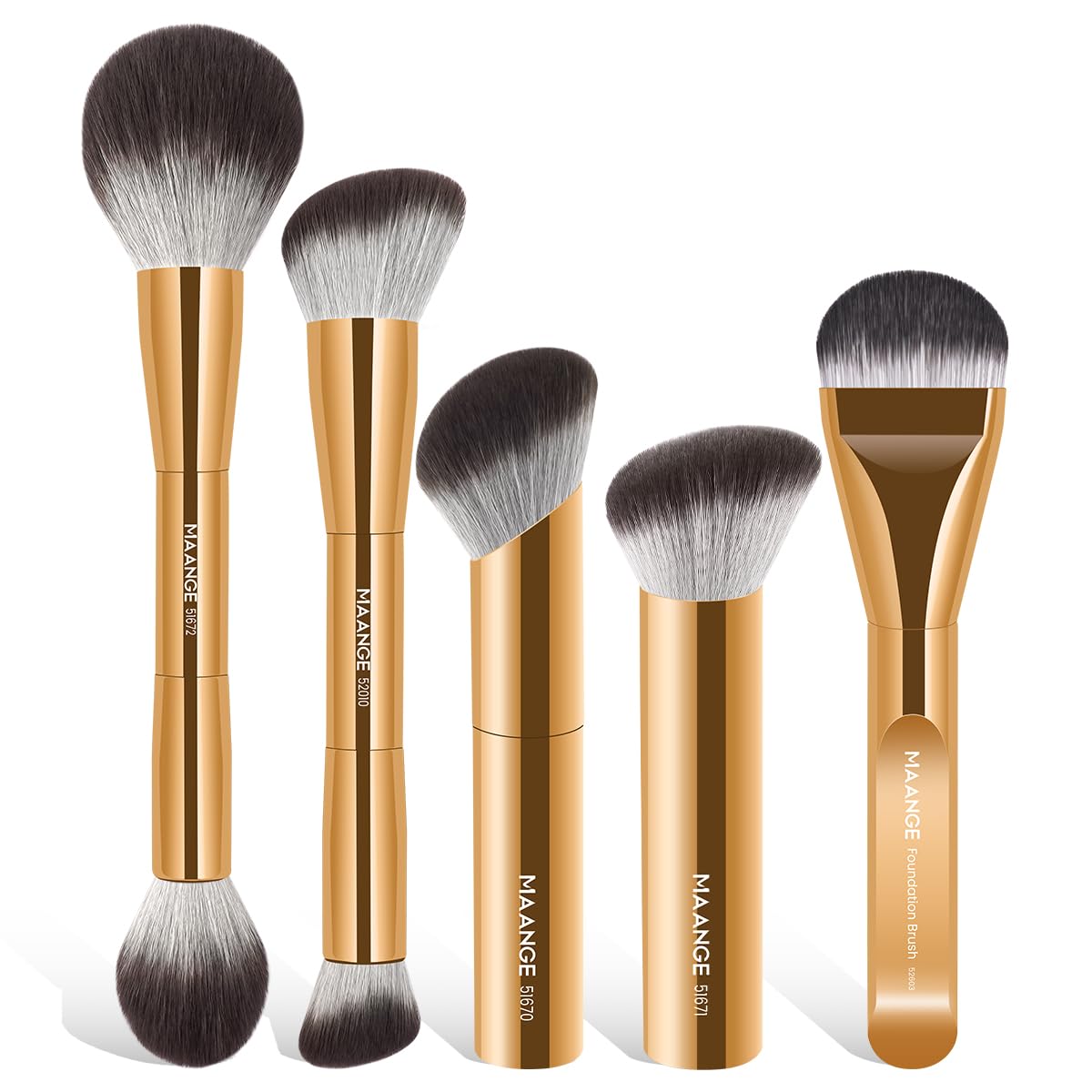 MAANGE 5 PCS Foundation Makeup Brush Set Double-ended Kabuki Mask Contour Brush for Liquid Powder Concealer Cream Cosmet — beauty deal on Shopping With Noya