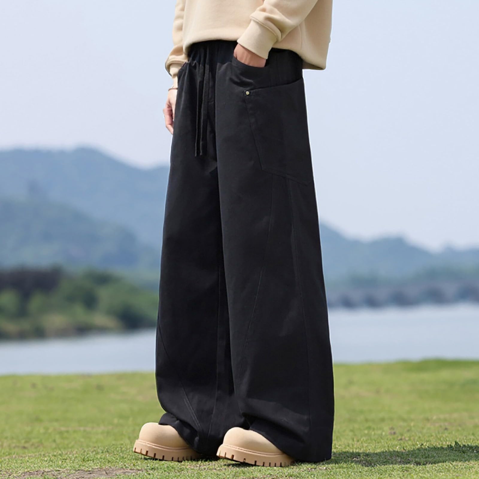 Panta Jogging Lunghi per Uomo,Pantaloni Casual da Uomo per Tutte Le Stagioni Pantaloni Larghi Ed Eleganti da Indossare Ogni Giorno Moda Versatile E Comoda