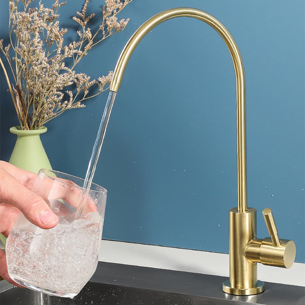 Grifos de Fregadero Grifo de Cocina Dorado Grifo de Agua fría Directa Grifo de Fregadero Individual Grifo purificador de Agua de Acero Inoxidable Grifo con Filtro, A11223GN