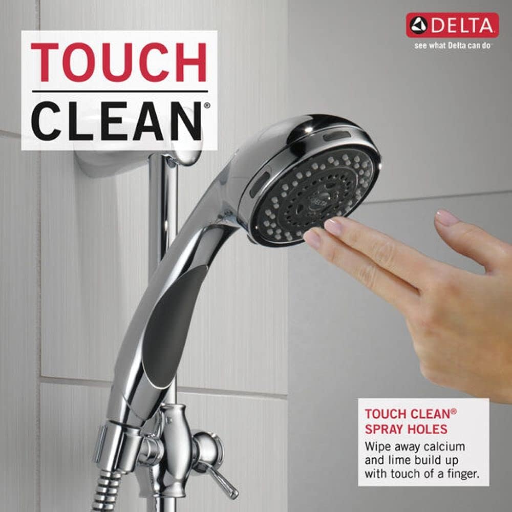 Delta Faucet 3-Spray Touch-Clean Wall-Mount Slide Bar Hand Held Shower with Hose, Chrome 57014