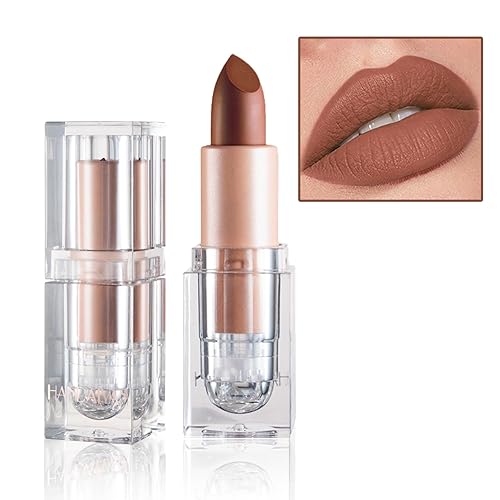 Lápiz labial mate nude aterciopelado, no se decolora, no se decolora, no pegajoso, lápiz labial mate, tinte de labios mate, de larga duración,