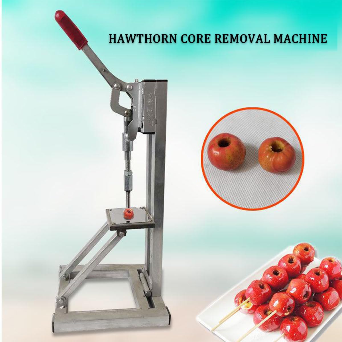 Descorazonador de espino de acero inoxidable, removedor de semillas de fechas rojas con cabeza de cuchillo de 1,3/1 cm, mango antideslizante para picar frutas