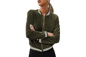 Women's Velvet Jackets Zip Up Sweatshirt Velour Casual Coats For Fall Winter with Pockets