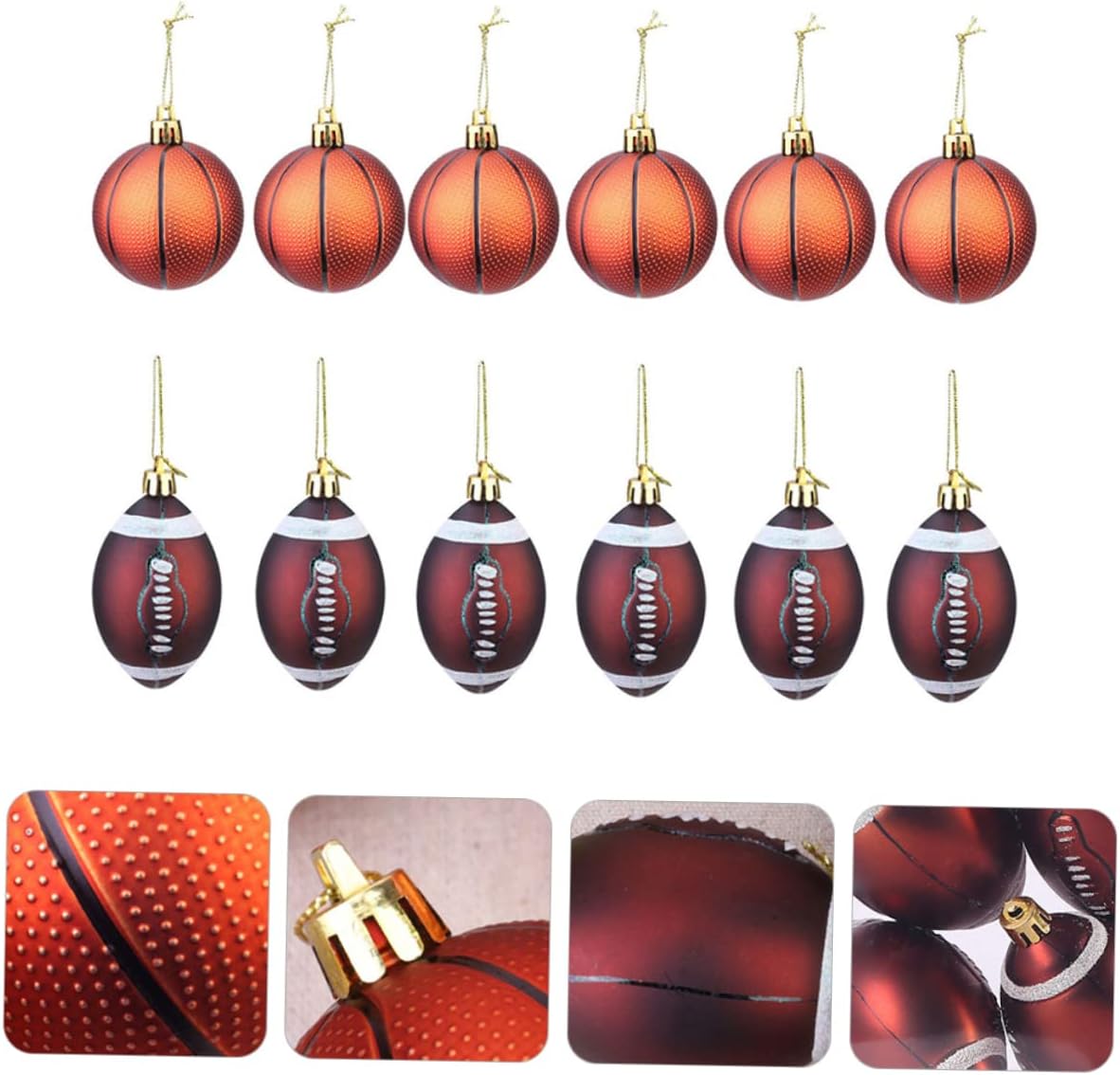 ABOOFAN 12pcs Christmas Balls Basketball Decor Christmas Ornament Soccer Party Supplies Basketball Jewelry Tree Pendant Ornaments Sports Themed Pendant Mini - Image 9