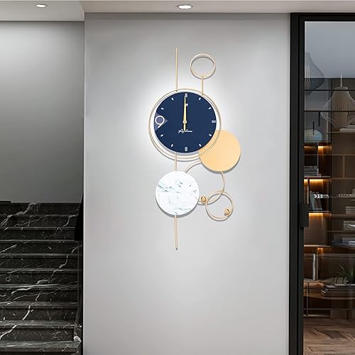 Miniatura 6 de HYYKJ-US Reloj de pared de metal moderno dorado elegante reloj de pared decorativo con diseño artístico, funciona con pilas, reloj digital para el
