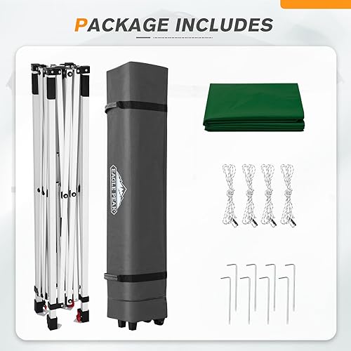 Miniatura 9 de EAGLE PEAK Tienda de campaña desplegable con bolsa de transporte con ruedas, 8 estacas, 4 cuerdas, toldo de tienda de campaña fácil de instalar, 6.6