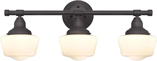 Westinghouse Lighting 6342100 Scholar - Accesorio de pared interior de tres luces, acabado de bronce aceitado con vidrio de ópalo blanco, bronce