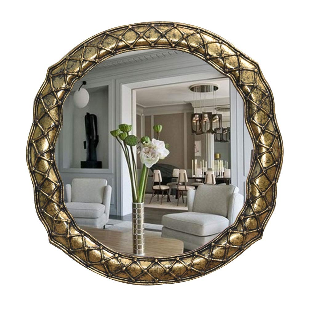 Miroir de courtoisie mural rond or grand format avec verre haute définition