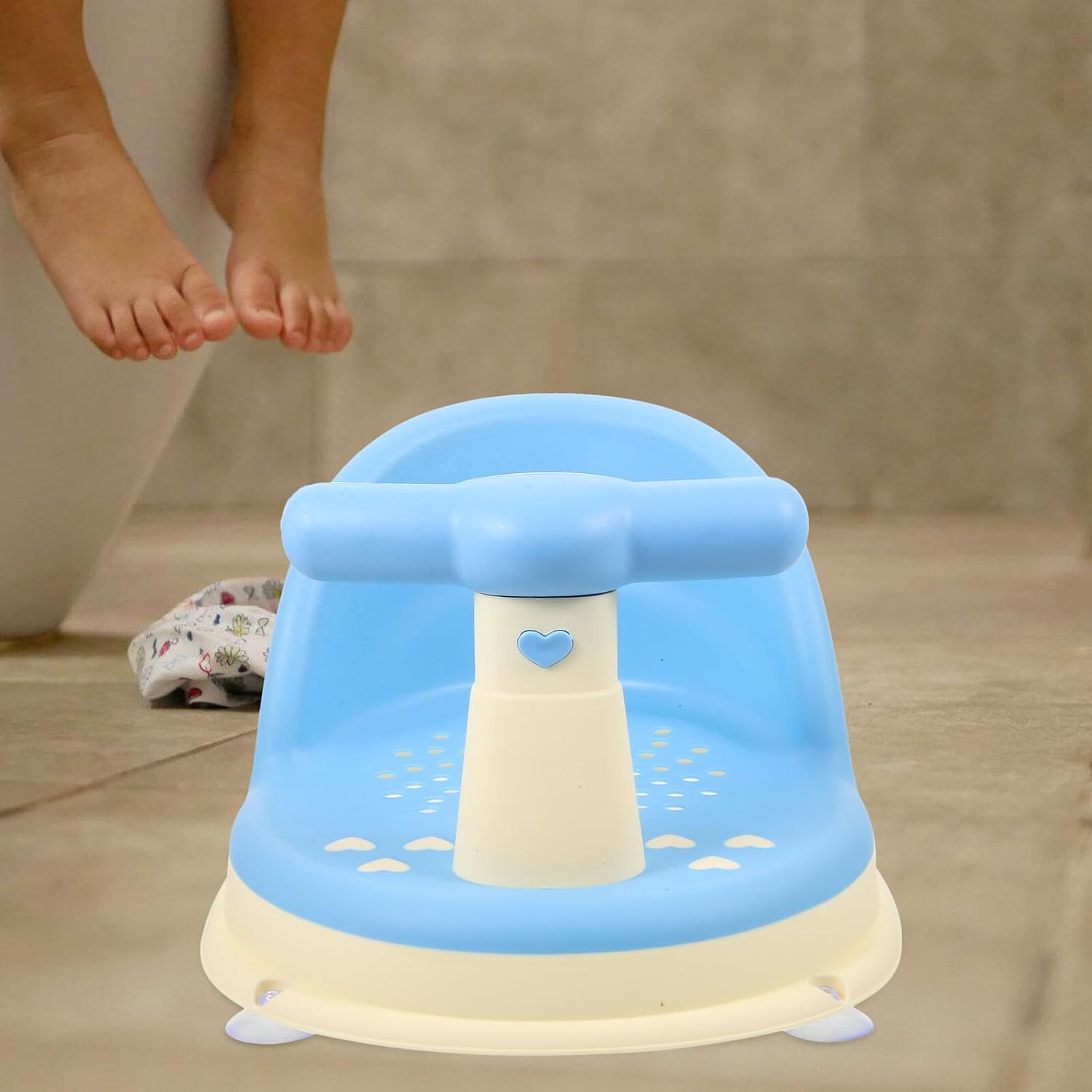 LIOOBO PP Bathtub Seat with Supportive Backrest Non-Slip Bathing Stool for Boy Girl Fits Standard and Claw Tubs Spacious Open-Side Design for Comfortable Showering