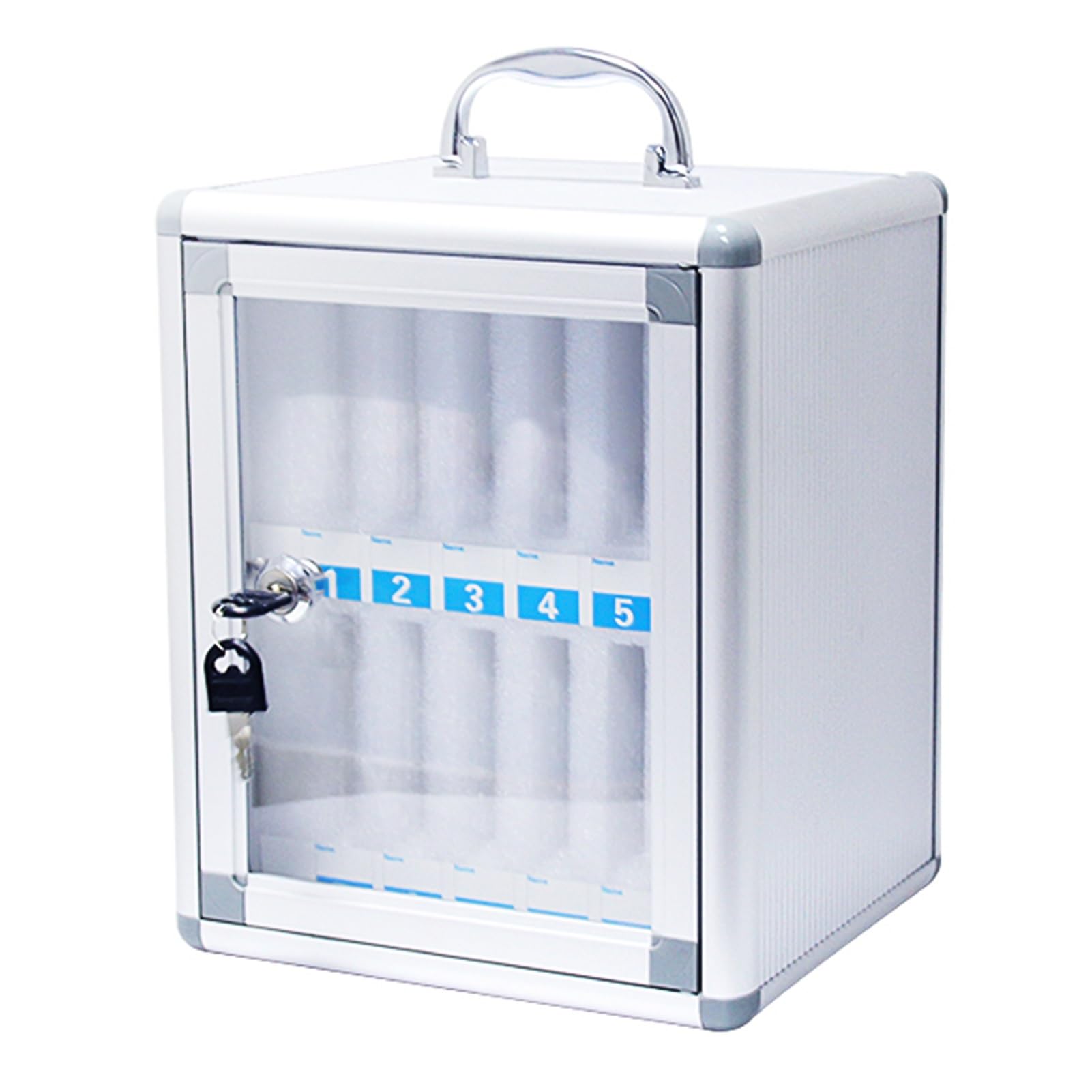 Slot Box,Storage Box,Office Storage,Lock Box Phone,Key Lock,Phones Holder Storage Box,Wall-Mounted (Silver 12Slots)