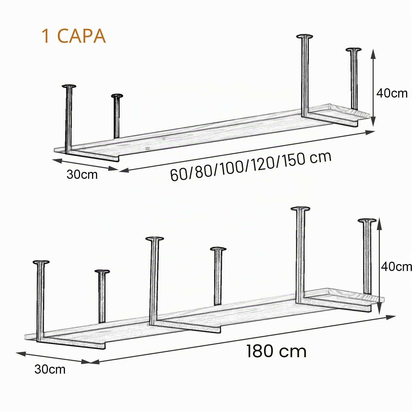 Estantes Colgantes de Techo for Plantas Flores Estante de techo Estantería suspendida flotante Estante almacenamiento cocina Soporte para ollas Utensilios cocina Percha Soporte de flores para bar Gara