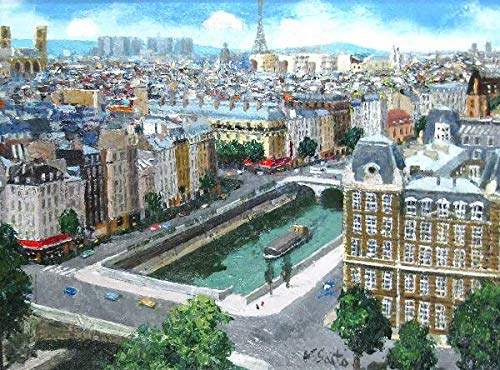 Amazon.co.jp: 斉藤要『パリ(F4号)』油彩画 風景画 街並 セーヌ川