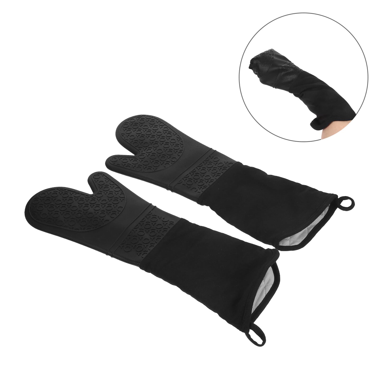 COLLBATH Ofenhandschuhe Hitzebeständig aus Silikon Lange Backhandschuhe für Ofen und Grill und rutschfest