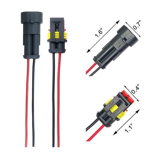 Conectores eléctricos impermeables 2 pin 16 AWG para autos miniatura 3