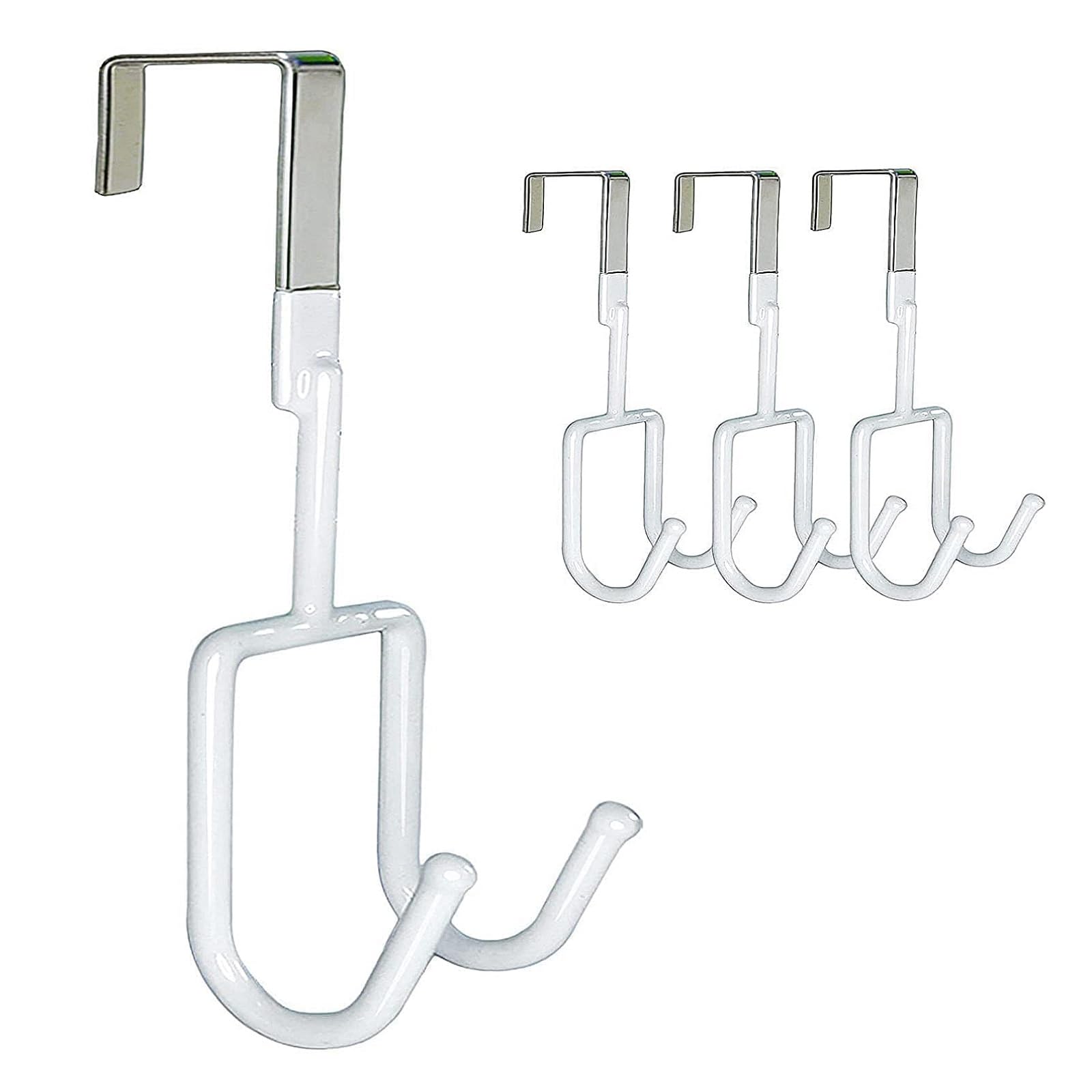 AIMERS Heavy Duty Dual Hook Hanger Door Hanger for Clothes Hanging Door Hooks Strong Durable 13 KG Max Load, Hanging, Nail Free Iron Coat Hook, Door Hook Organizer Rack - White (B0D9645RJH) Amazon Price History, Amazon Price Tracker