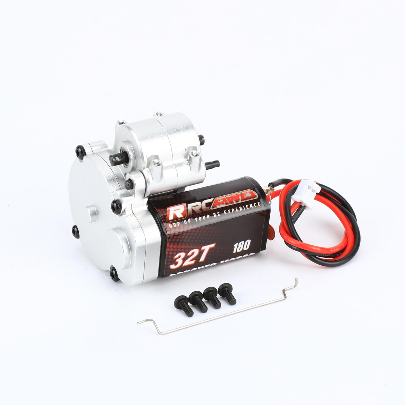 RCAWDFCX24 Motor 180 32t Transmission Metal Gearbox Combo for FMS 1/24 FCX24 Power Wagon, Smasher V2 Monster Truck Upgrades Parts Silver