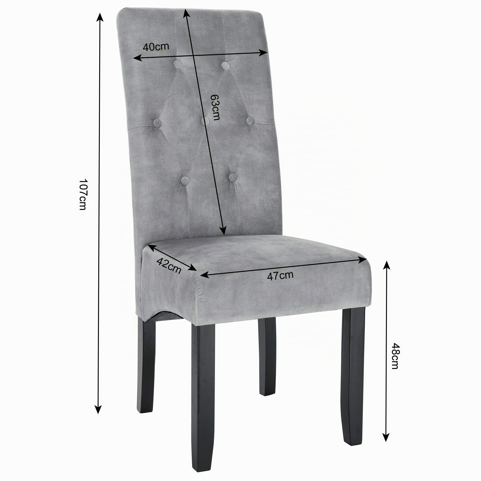 WOLTU Chaise de Salle à Manger Lot de 2,Velours,Gris Clair