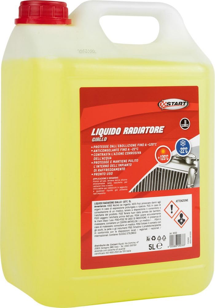 Start : Liquido radiatore Giallo 5L -22°C | Alta Protezione per Motori monoblocco in Alluminio – Affidabilità Fino a +120°C