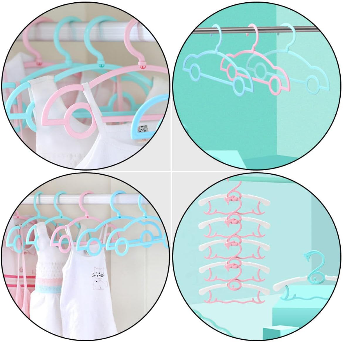 10 Pcs Green Plastic Clothes Hangers for Babies and Children Xmas