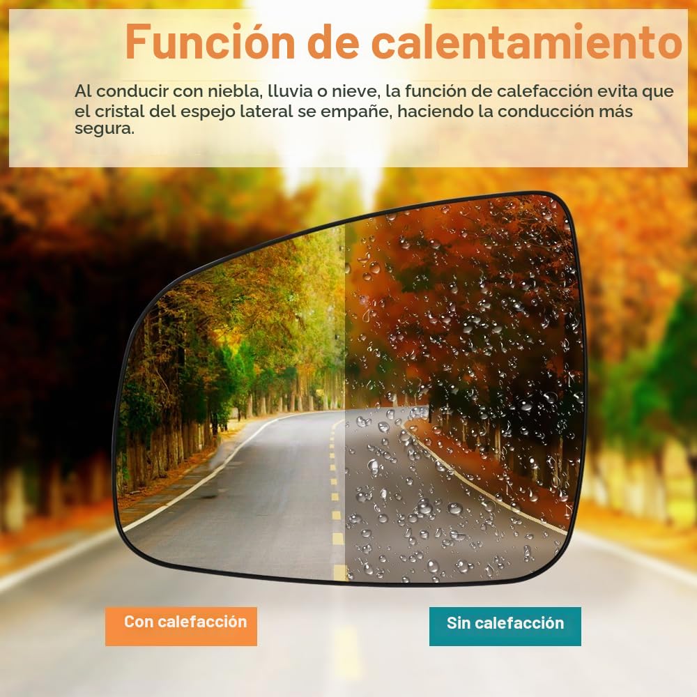 SENZEAL Cristal de Retrovisor Calefactable Izquierda para Renault Dacia Duster 2014-2017 Logan Sandero 2008-2013 Symbol 6001549716 (Izquierda)