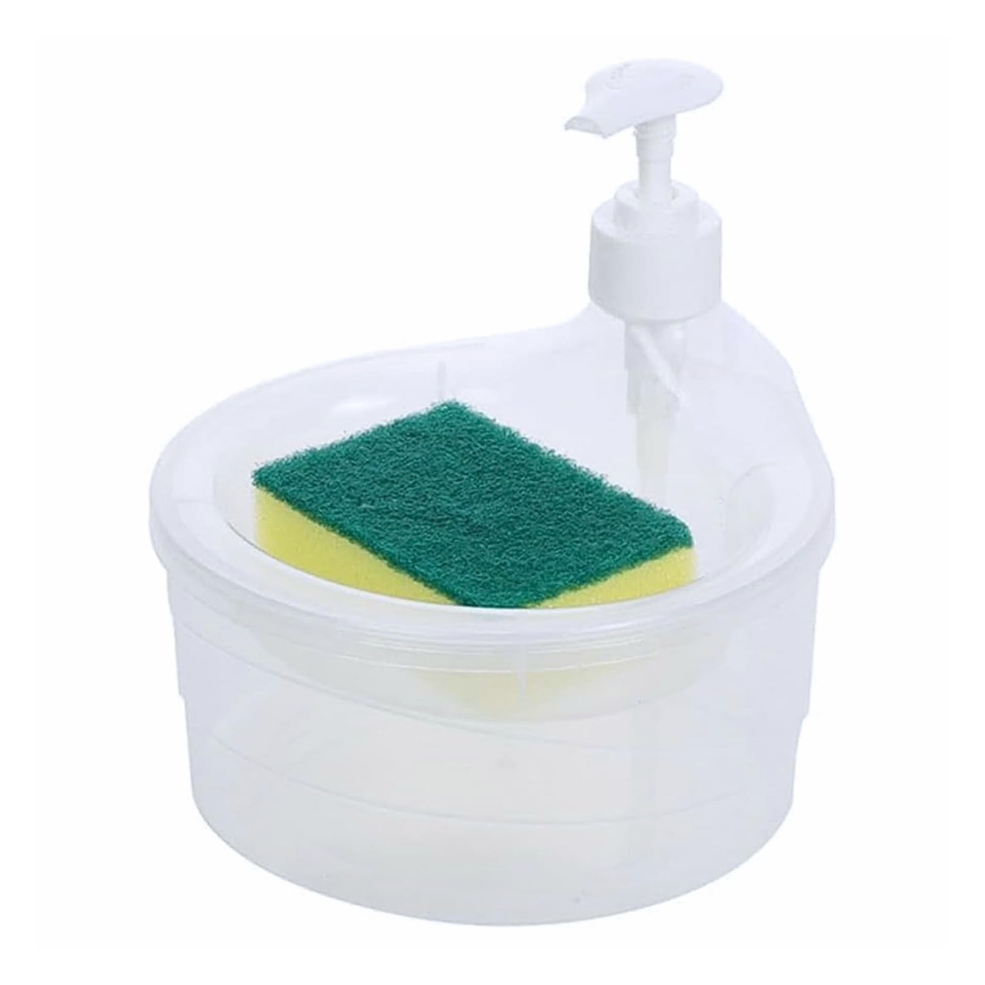 CLEANFIELD Dish Soap Dispenser with Sponge Holder for Kitchen Sink | White Plastic Liquid Soap Pump Dispenser | 1000 ML Large Capacity Kitchen Sink Organiser with Sponge Storage (Pack of 1)-image-8