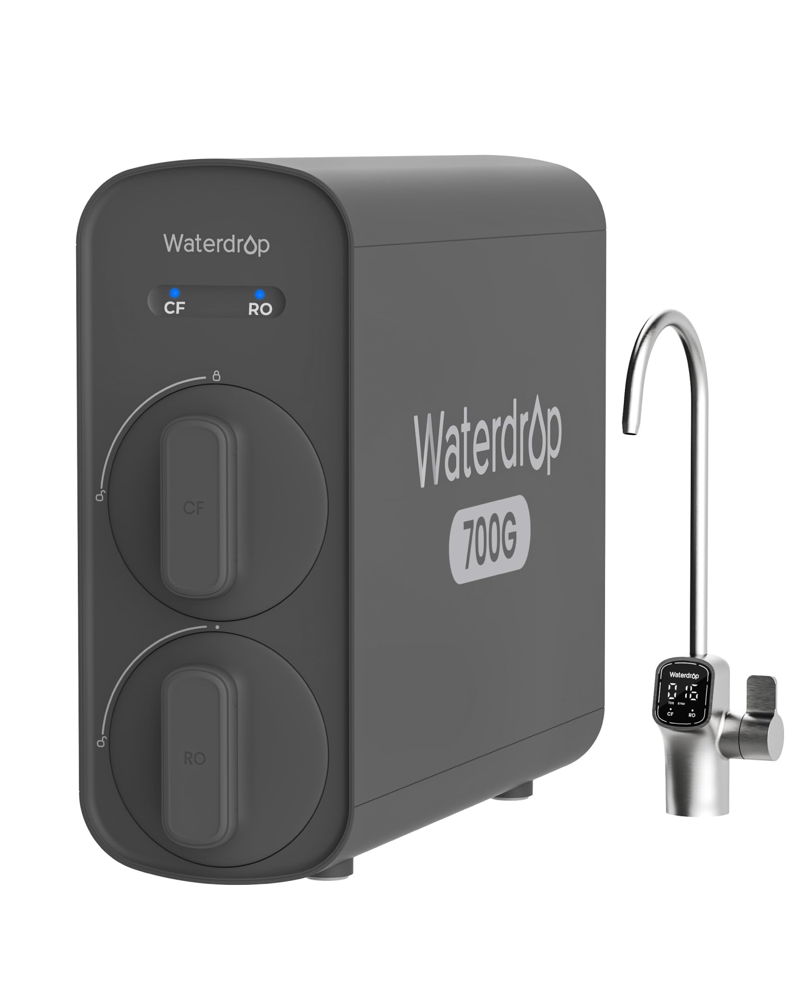 Waterdrop G5P700 Filtr wody odwróconej osmozy, certyfikat NSF/ANSI 372, system odwróconej osmozy 700G, 7-stopniowy system filtracji wody RO, czysty do spustu, inteligentny kran LED, bez BPA