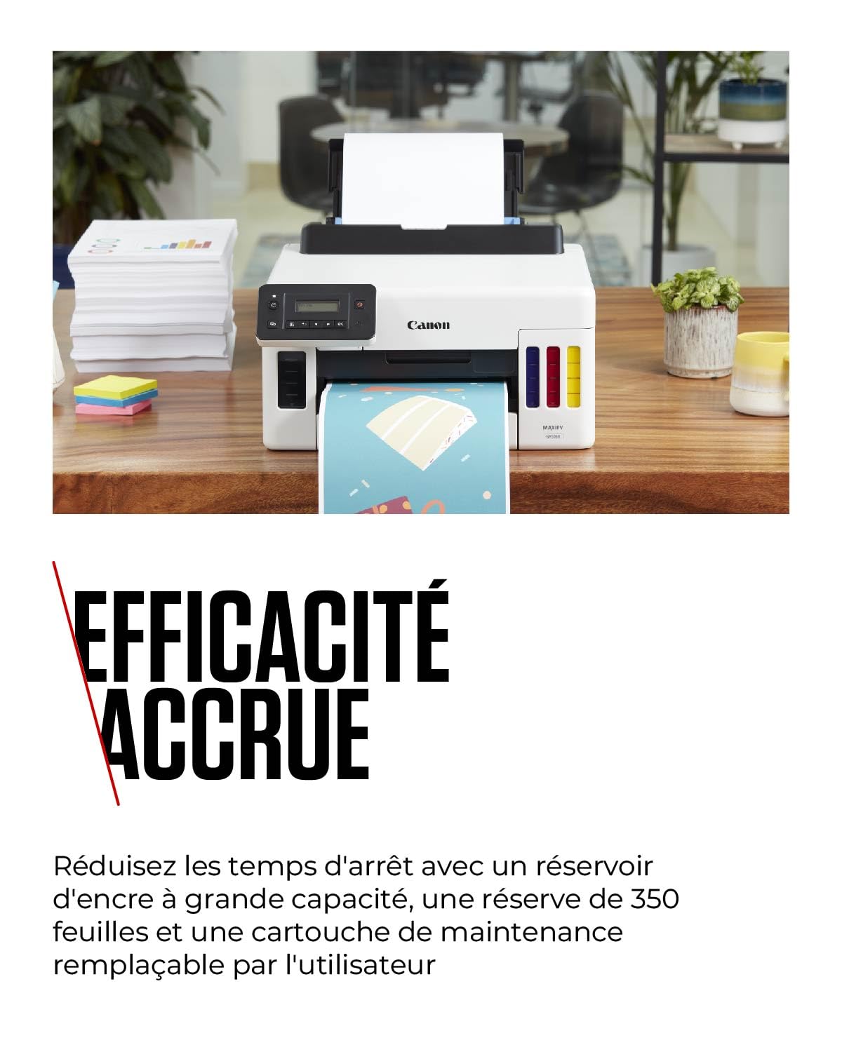 Canon MAXIFY GX5050 Imprimante A4 Couleur pour la Maison et Le Bureau, Imprimante Jet d'encre MegaTank, Connectivité Wi-FI, Ethernet et USB
