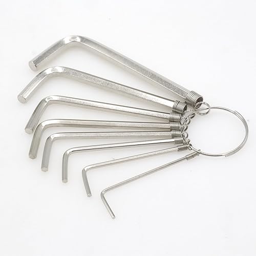 Miniatura 8 de Juego de llaves Allen plateadas, 0.059-0.394 in Juego de llaves hexagonales, herramienta de reparación de llaves Allen de bicicleta en forma de L