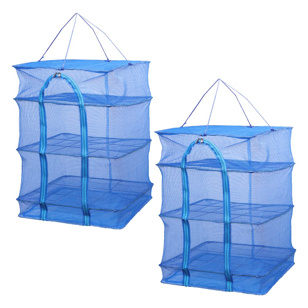 2 Stück Kräuter-Trockengestell-Netz, 3-lagiges Netz for Aufhängen von Pflanzen, Trockennetz mit Reißverschluss, faltbarer Hängetrockner for Outdoor-Camping, Kleidung, Geschirr, Knospen, Lebensmittel,