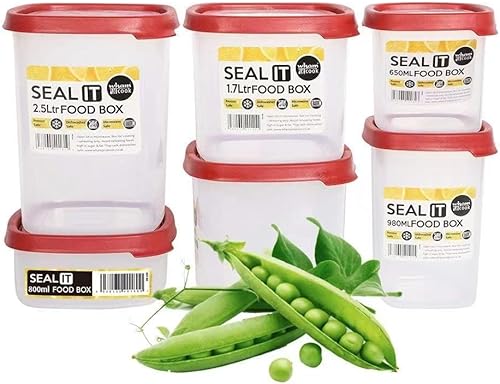 Juego de recipientes de almacenamiento de alimentos de 12 piezas con tapas de fácil bloqueo, sin BPA y 100% a prueba de fugas, plástico