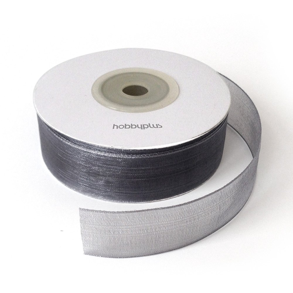 Www.hobbyplus.co.uk Ogz#077-Charcoal 25 Yards Full Reel 20Mm Organza Ribbon Roll. Scrapbooking, Gift Wrapping, Home Deco. 22Meter (Ogz#077-Charcoal)