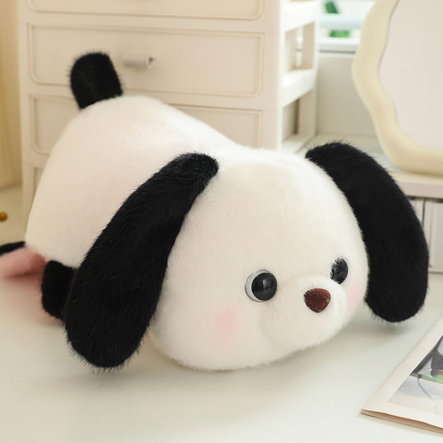 2 in 1 Reversible Pink Rabbit Bunny to be White Dog Stuffed Animal Happy Doggie & Bunny Plush Toys Plushies Gift for Kids and Lovers Home Decor 12.6 Inch