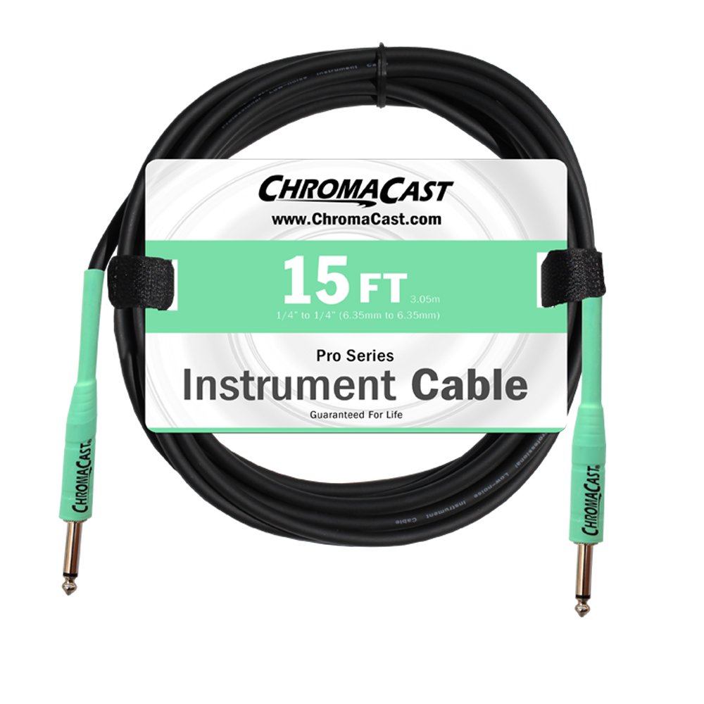 ChromaCastSurf Green 15-Feet Pro Series Instrument Cable, Straight (CC-PSCBLSS-15SGR)