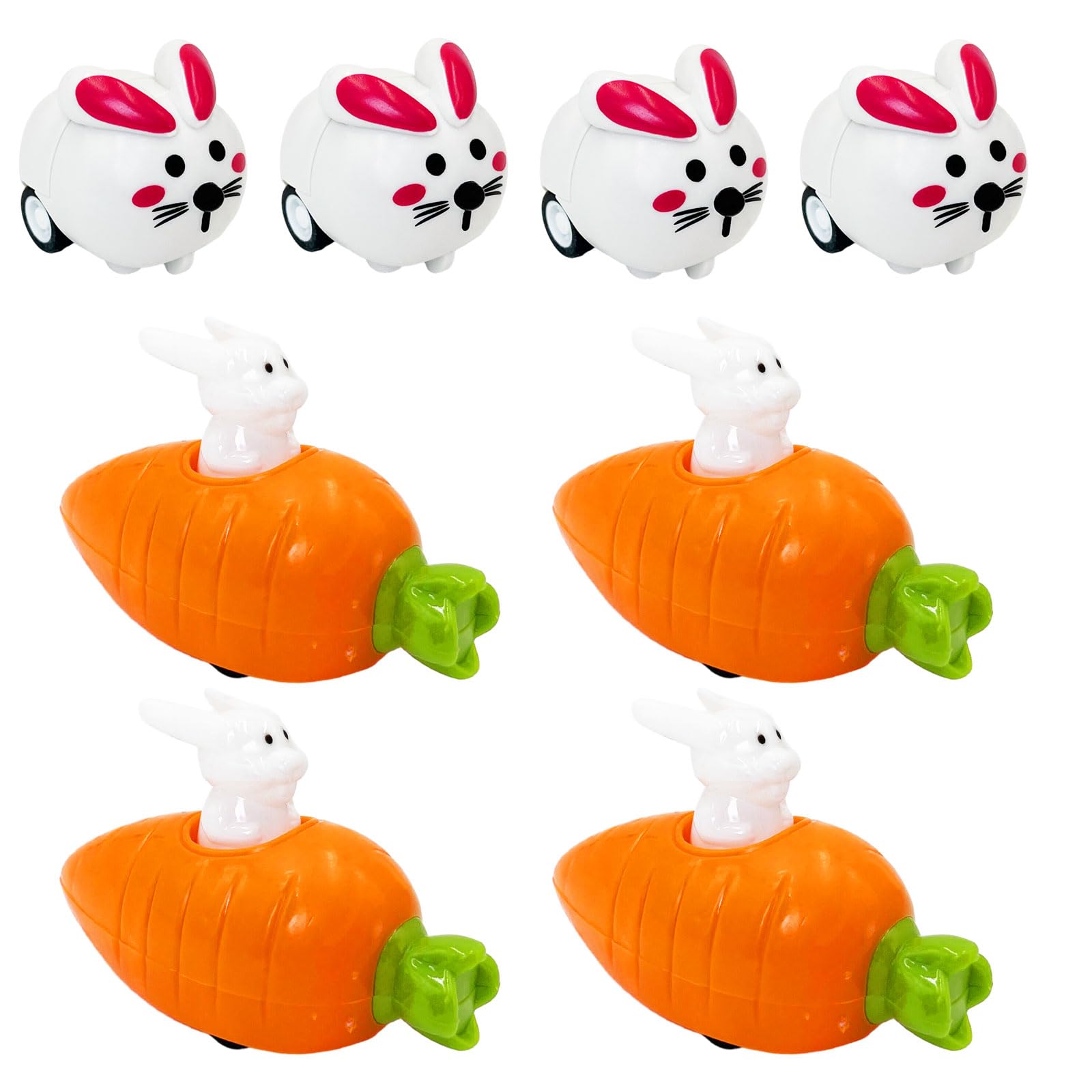 Easter Gifts for Kids - 8Pcs Bunny & Carrot Pull Back Racers, Easter Party Bag Fillers, Easter Toys for Toddlers for Easter Basket Filler Party Favors Gifts