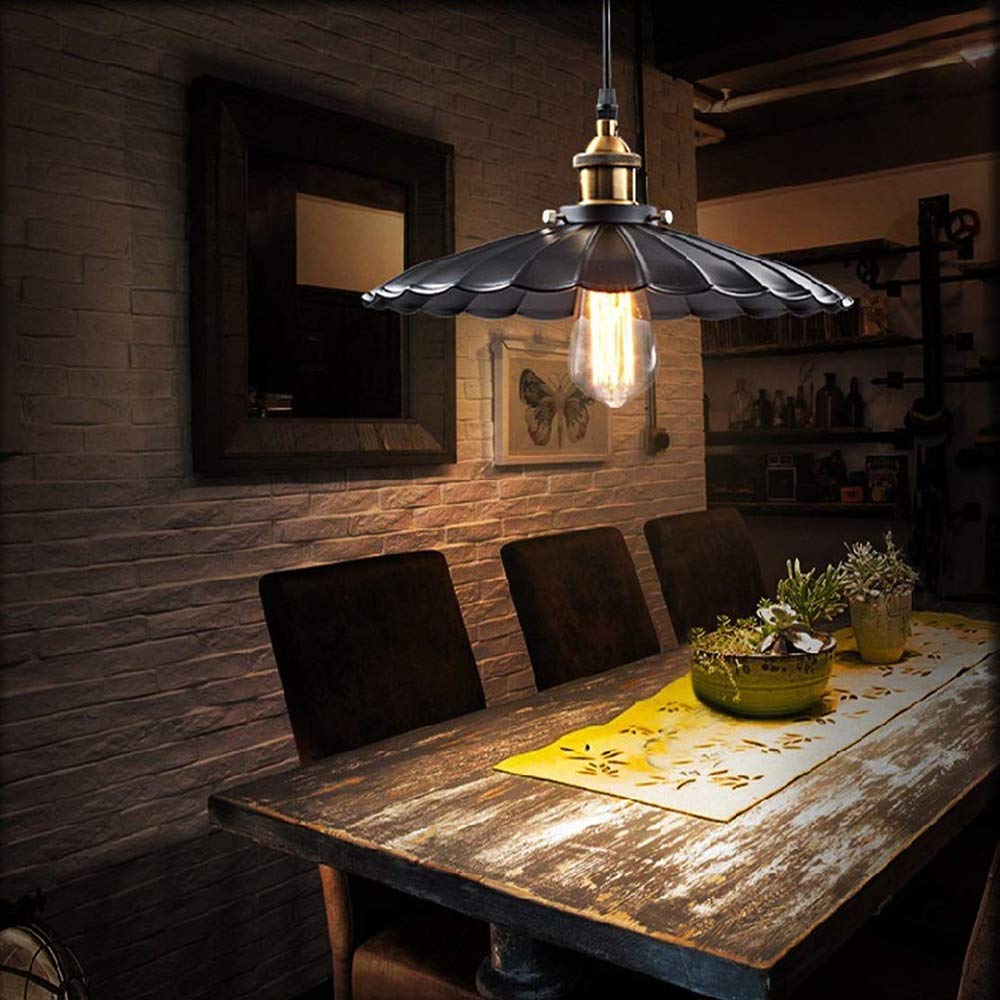 Machine Falda Negra Industrial Retro Colgando suspensión Ligero Loft Loft Ajustable Colgante LUZ DE ALMACENA DE DROPIZA DE DROPIZA DE Comedor LANZADLIERS MAX 40w? 34 cm Arañas Modernas
