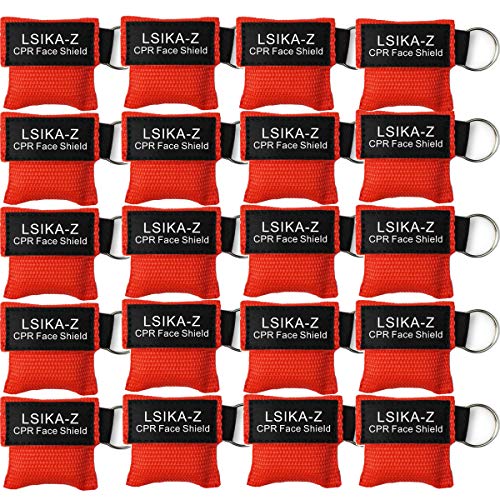 LSIKA-Z Pack of 20pcs CPR Face Shield Mask Keychain Keyring Emergency Kit CPR