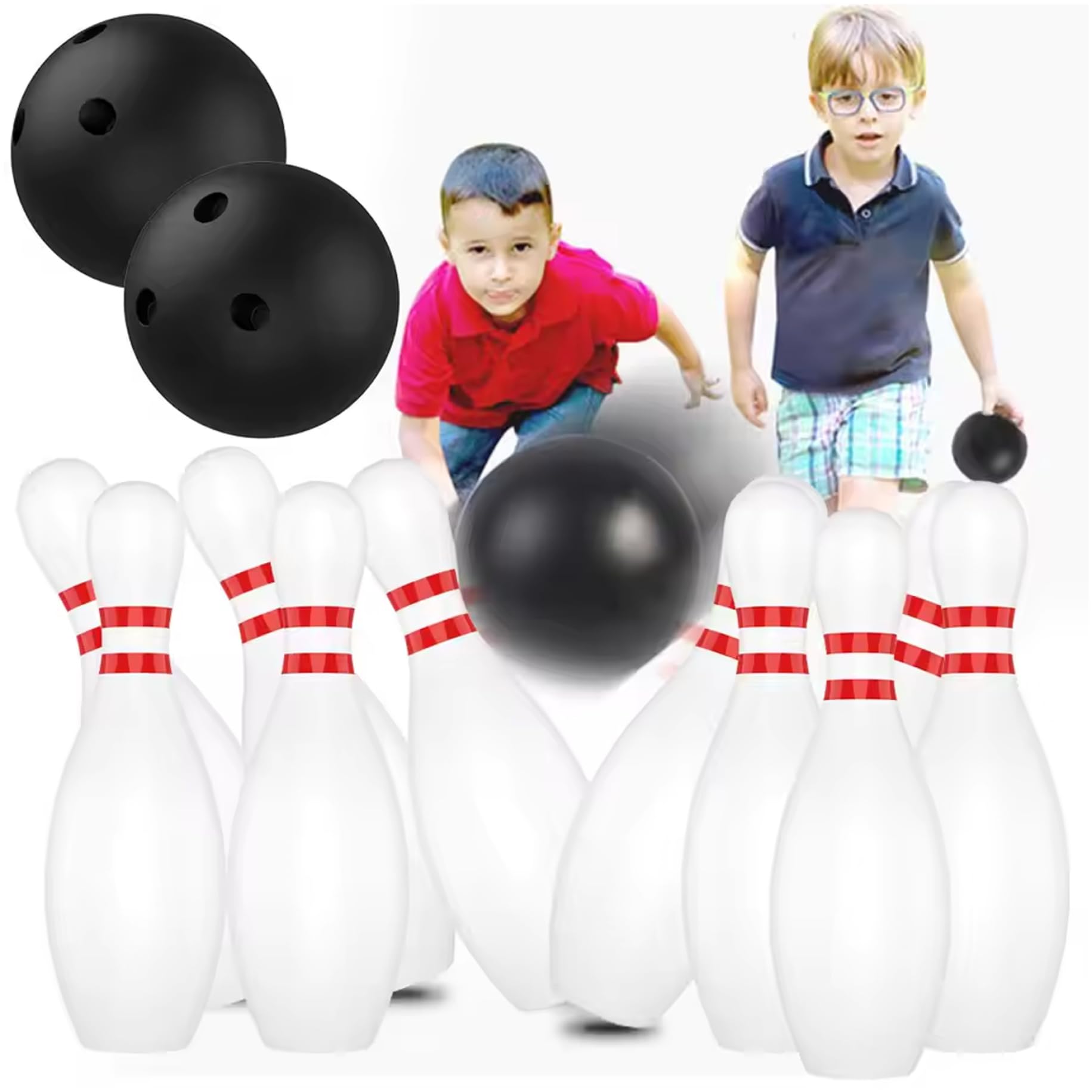 Juego de Bolos para niños, 10 Pines de plástico y 2 Bolas, Juego de Bolos para niños pequeños, de Actividades en Interiores y Exteriores, cumpleaños Educativo para niñas de 5 a 7 años